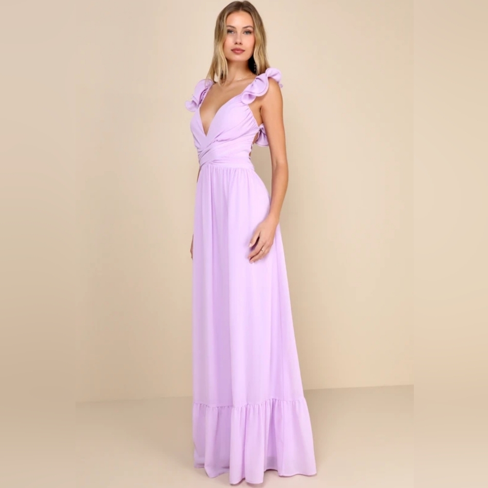 Lulu's Lilac Ruffle Maxi Dress